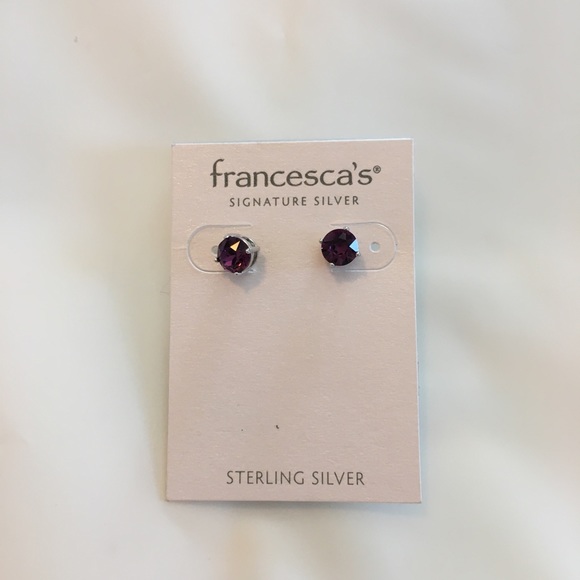 Francesca’s burgundy sterling silver stud earrings - Picture 1 of 3